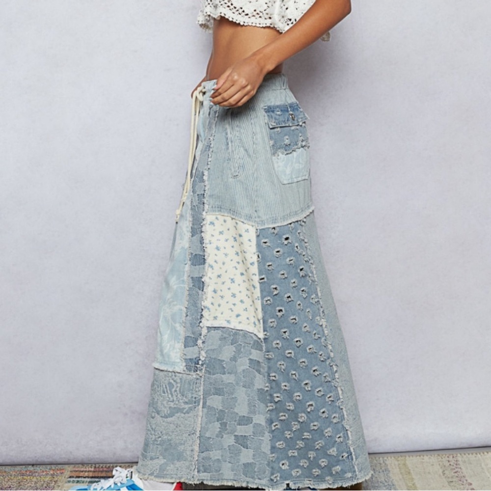 POL Patchwork Denim Maxi Skirt - Picture 5 of 5